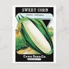 zeeppaket met label kunst, zoete witte corn briefkaart