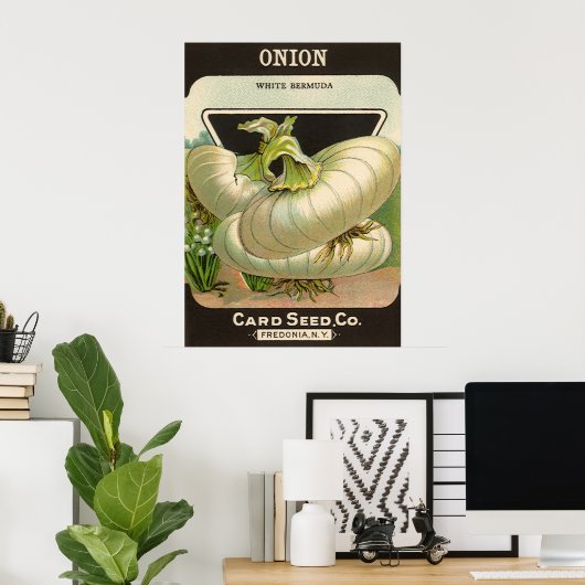 zeeppaketiket Art White Bermuda Onions Poster (Thuiskantoor)