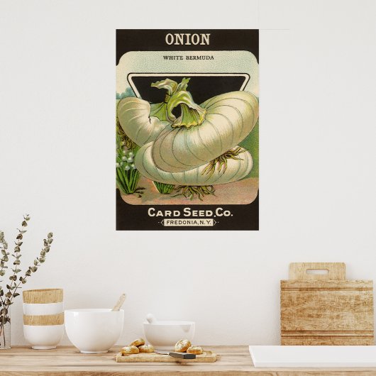 zeeppaketiket Art White Bermuda Onions Poster (Keuken)