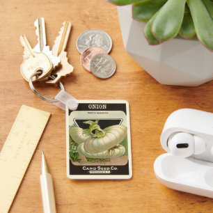 zeeppaketiket Art White Bermuda Onions Sleutelhanger