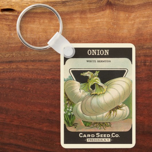  zeeppaketiket Art White Bermuda Onions Sleutelhanger (Voorkant)