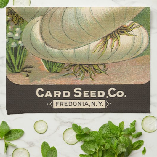  zeeppaketiket Art White Bermuda Onions Theedoek (Gevouwen)