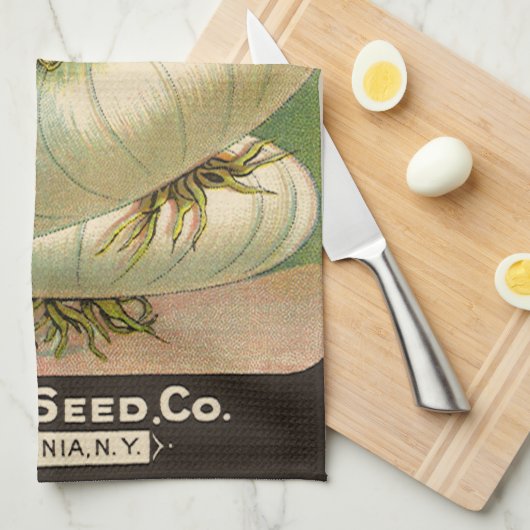  zeeppaketiket Art White Bermuda Onions Theedoek (Quarter Fold)