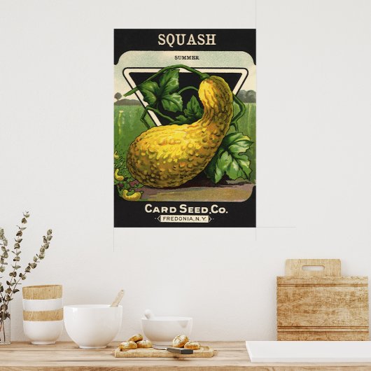  zeeppaketiket Art Yellow Summer Squash Poster (Keuken)