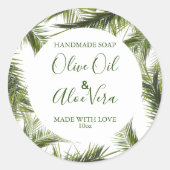 Zeepproductetiket Tropische bloemenpatroonbladeren Ronde Sticker (Voorkant)