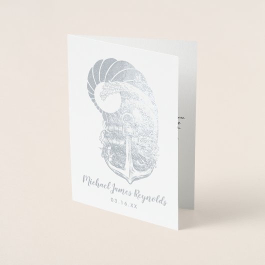 zeepraat | Schedelanker oceaanmonogram Folie Kaarten (Voorkant)