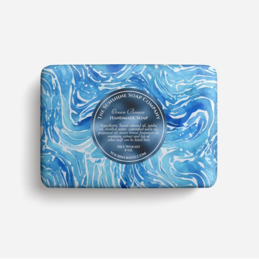 Zeepverpakking Papier waterverf blauwe golven Flyer