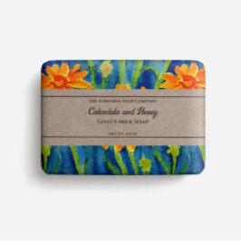 Zeepverpakking Papier waterverf calendulabloemen Flyer