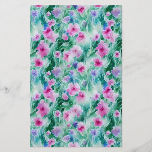 Zeepverpakking Papier waterverf roze groen bloemig Flyer (Voorkant)