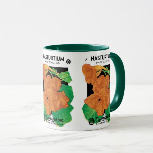 zeepverpakkingslabel kunst, Nasturtium bloemen Mok (Voorkant rechts)