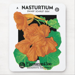  zeepverpakkingslabel kunst, Nasturtium bloemen Muismat