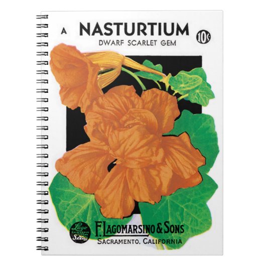  zeepverpakkingslabel kunst, Nasturtium bloemen Notitieboek (Voorkant)