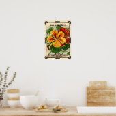 zeepverpakkingslabel kunst, Nasturtium bloemen Poster (Keuken)