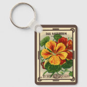  zeepverpakkingslabel kunst, Nasturtium bloemen Sleutelhanger (Voorkant)