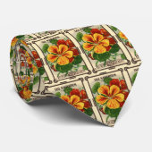  zeepverpakkingslabel kunst, Nasturtium bloemen Stropdas (Opgerold)