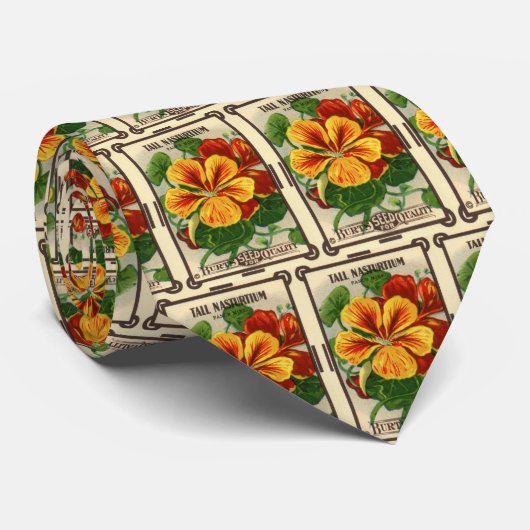 zeepverpakkingslabel kunst, Nasturtium bloemen Stropdas (Opgerold)