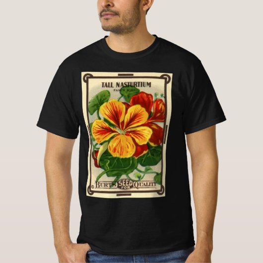 zeepverpakkingslabel kunst, Nasturtium bloemen T-shirt (Voorkant)