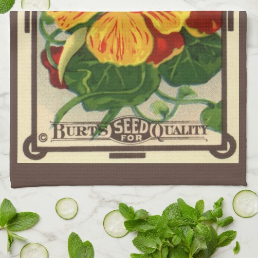  zeepverpakkingslabel kunst, Nasturtium bloemen Theedoek (Gevouwen)