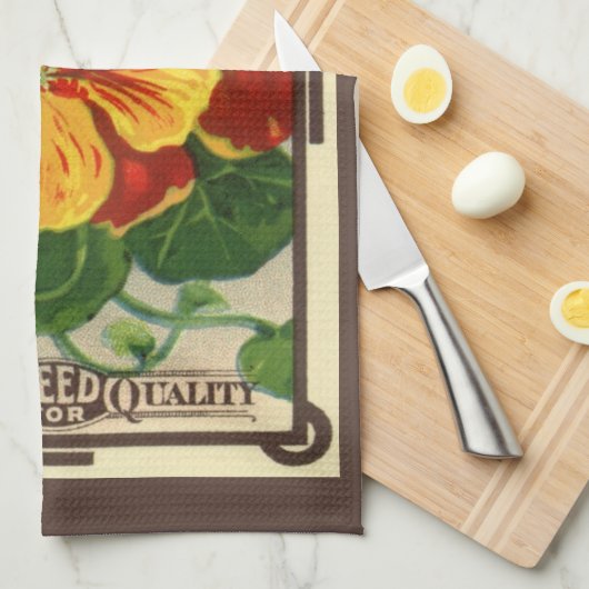  zeepverpakkingslabel kunst, Nasturtium bloemen Theedoek (Quarter Fold)