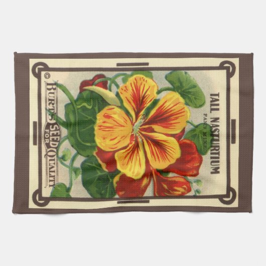  zeepverpakkingslabel kunst, Nasturtium bloemen Theedoek (Horizontaal)