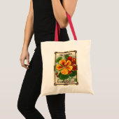  zeepverpakkingslabel kunst, Nasturtium bloemen Tote Bag (Voorkant (product))