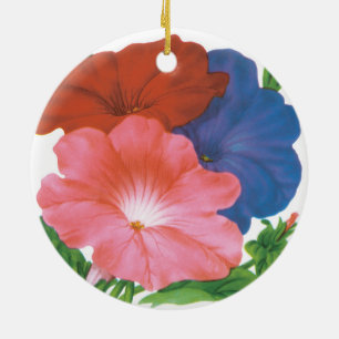 zeepverpakkingslabel kunst, petunia Flowers Keramisch Ornament
