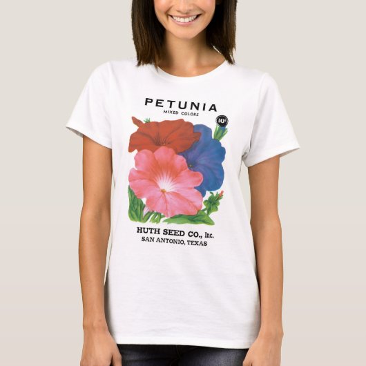  zeepverpakkingslabel kunst, petunia Flowers T-shirt (Voorkant)