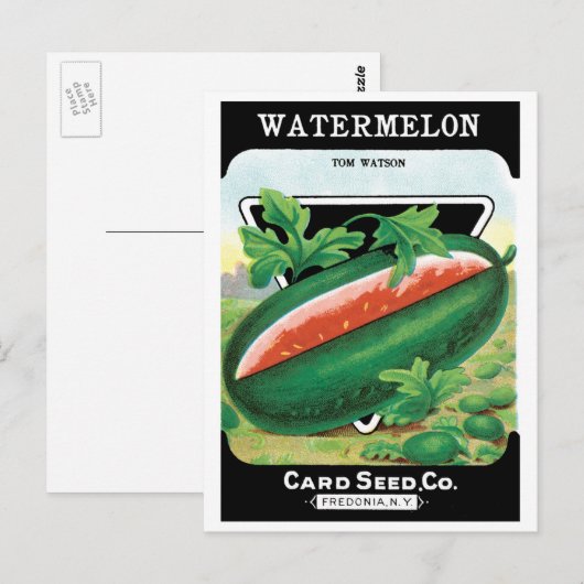  zeepverpakkingslabel kunst, watermeloenen fruit briefkaart (Voorkant / Achterkant)