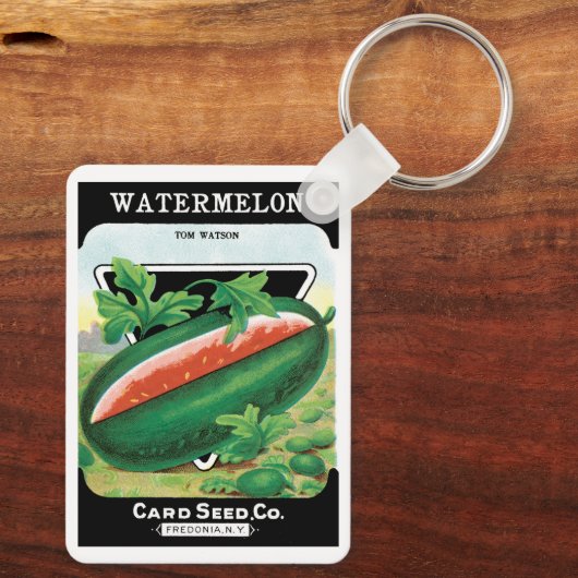  zeepverpakkingslabel kunst, watermeloenen fruit sleutelhanger (Achterkant)