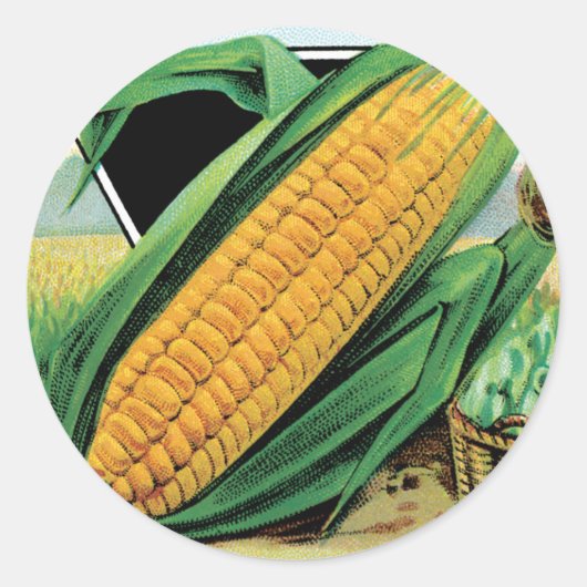 zeepverpakkingslabel kunst, zoete gele corn ronde sticker (Voorkant)