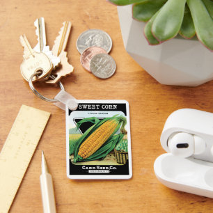  zeepverpakkingslabel kunst, zoete gele corn sleutelhanger