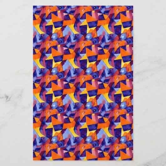 Zeepverpakkingspapier - Blauw en Oranje abstract Flyer (Voorkant)