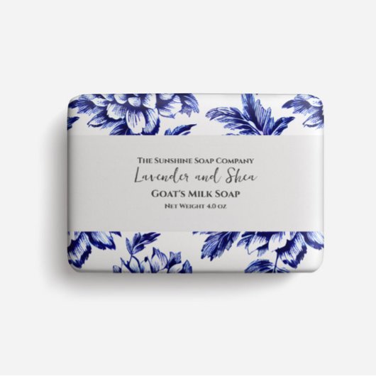 Zeepverpakkingspapier - blauwe en witte dahlia's flyer