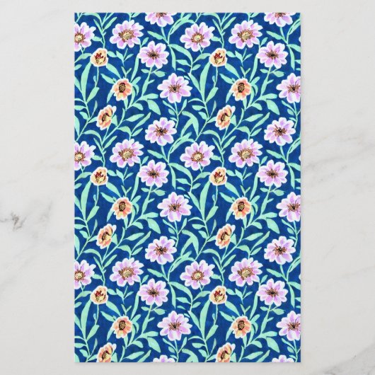 Zeepverpakkingspapier - lila en beige bloemen flyer (Voorkant)