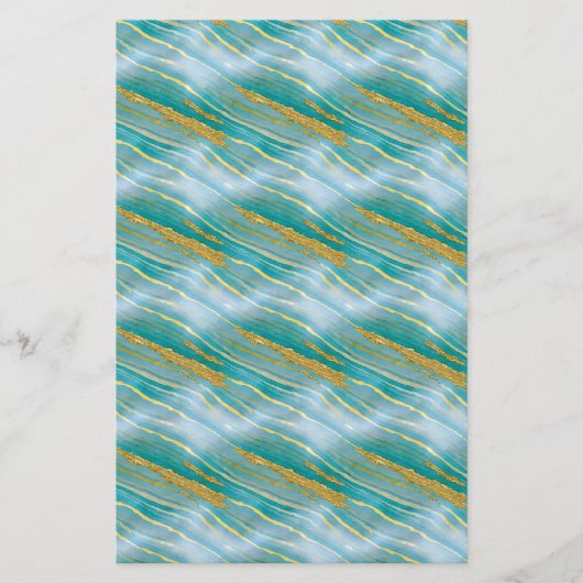 Zeepverpakkingspapier - turquoise en faux gold flyer (Voorkant)