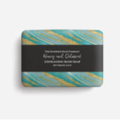 Zeepverpakkingspapier - turquoise en faux gold flyer