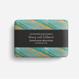 Zeepverpakkingspapier - turquoise en faux gold flyer