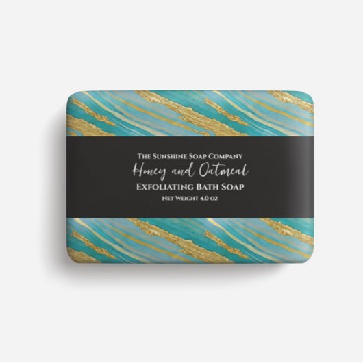 Zeepverpakkingspapier - turquoise en faux gold flyer