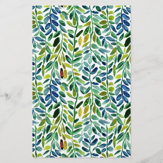 Zeepverpakkingspapier - waterverf groene bladeren flyer (Voorkant)