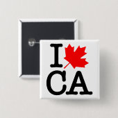 Zeer beleefde rode zwarte I Love Canada Maple Leaf Vierkante Button 5,1 Cm (Voorkant /achterkant)