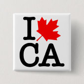 Zeer beleefde rode zwarte I Love Canada Maple Leaf Vierkante Button 5,1 Cm (Voorkant)