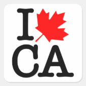 Zeer beleefde rode zwarte I Love Canada Maple Leaf Vierkante Sticker (Voorkant)