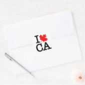 Zeer beleefde rode zwarte I Love Canada Maple Leaf Vierkante Sticker (Envelop)