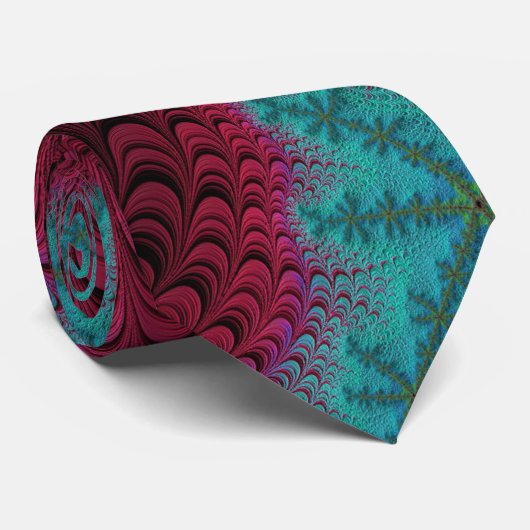 Zeer Berry Fine Fractal Abstract Red en Blue Stropdas (Opgerold)