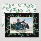 Zeer Berry Merry Waterverf met kerstmis | Kerstmis Feestdagenkaart (Voorkant / Achterkant)