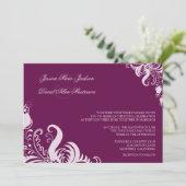Zeer berry Paarse Floral Accent Wedding Kaart (Staand voorkant)