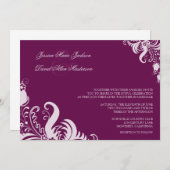 Zeer berry Paarse Floral Accent Wedding Kaart (Voorkant / Achterkant)