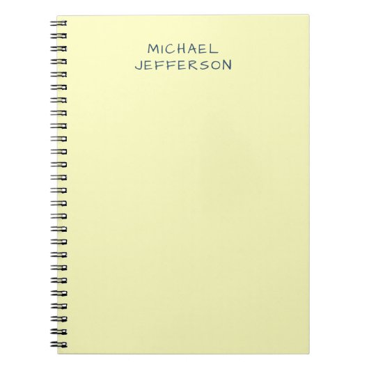 Zeer Bleke Gele Minimalistische Eenvoudige Moderne Notitieboek (Voorkant)