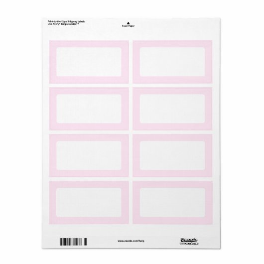 Zeer bleke roze effen kleur rand blanco etiket (Full Sheet)