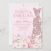 Zeer Blush Floral Roos Gold Dress 30th Birthday Kaart (Voorkant)